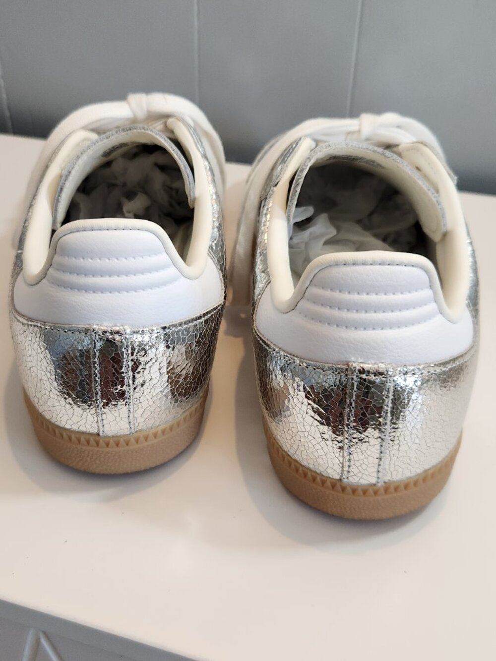 Adidas Samba silver metallic tennis athletic shoes - Picture 4 of 11